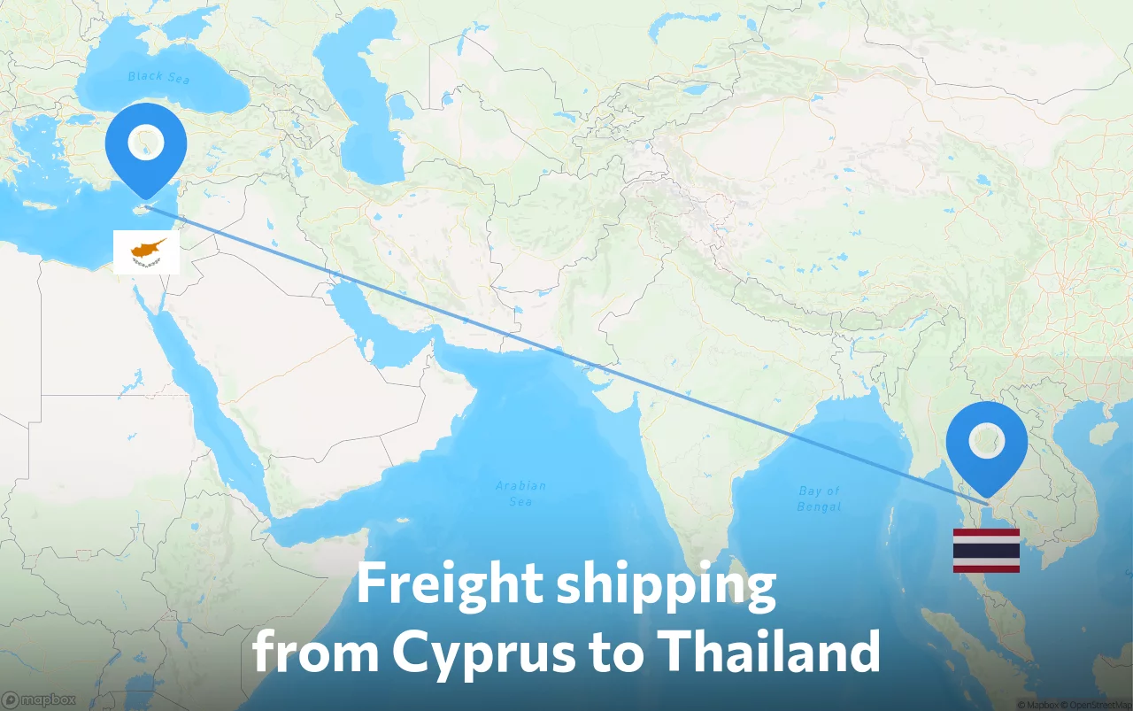 Shipping route from Cyprus to Thailand