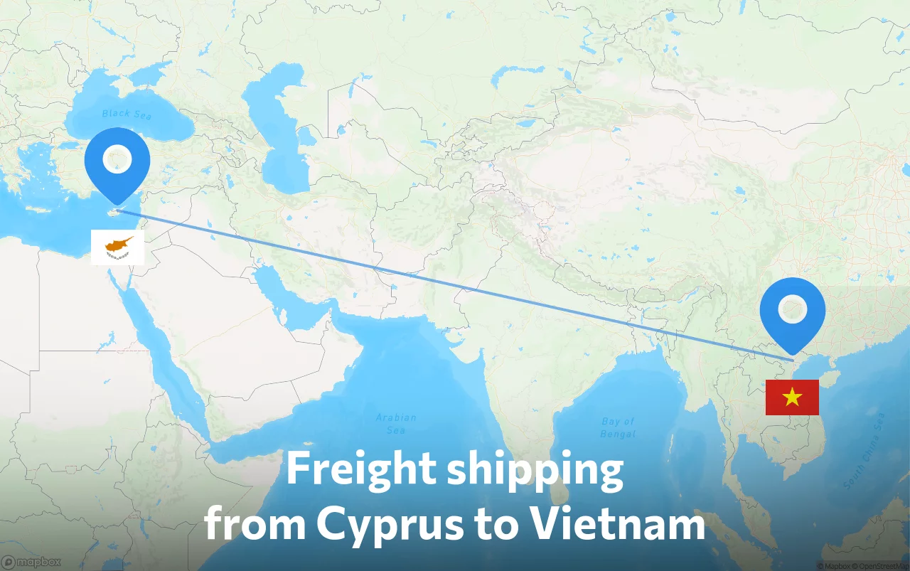 Shipping route from Cyprus to Vietnam