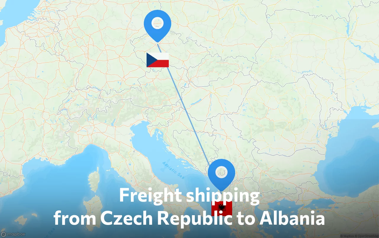 Shipping route from Czech Republic to Albania