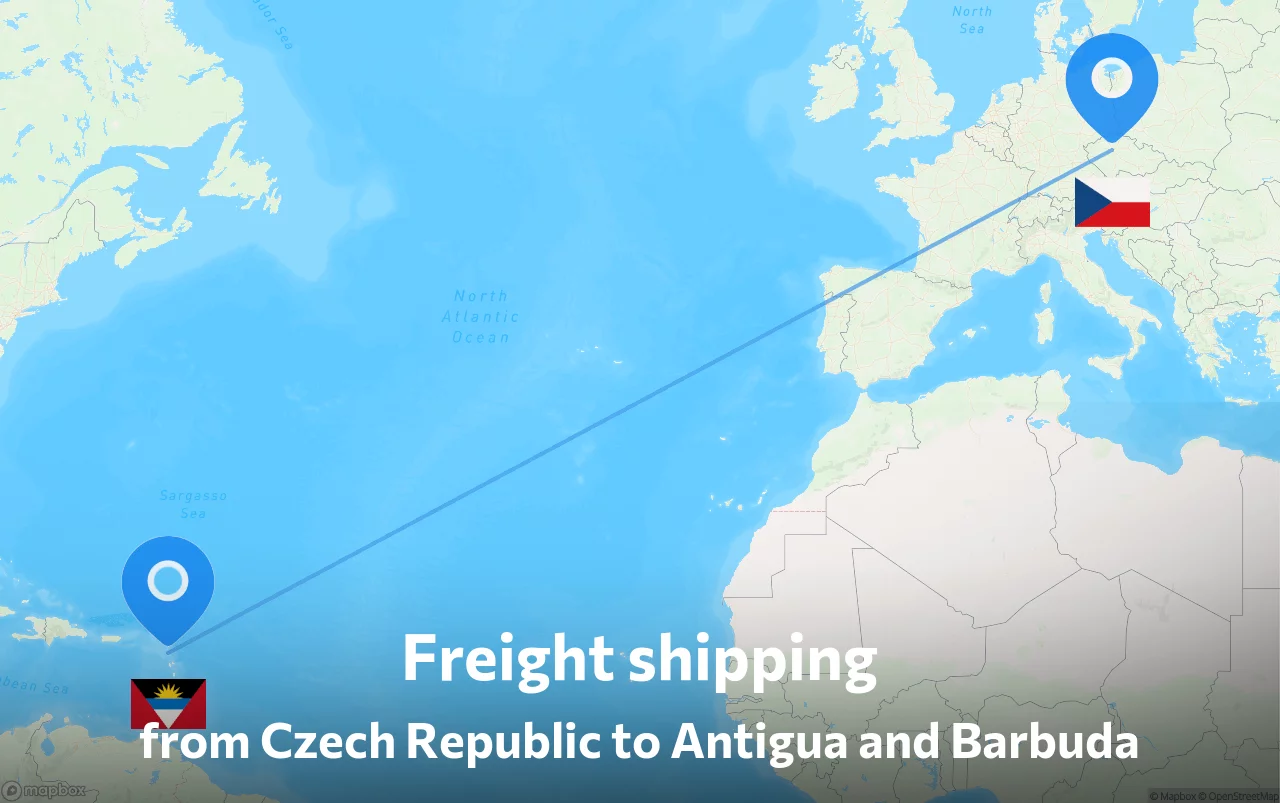 Shipping route from Czech Republic to Antigua and Barbuda