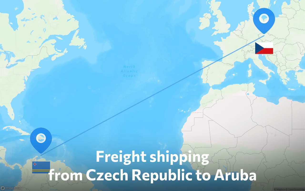 Shipping route from Czech Republic to Aruba