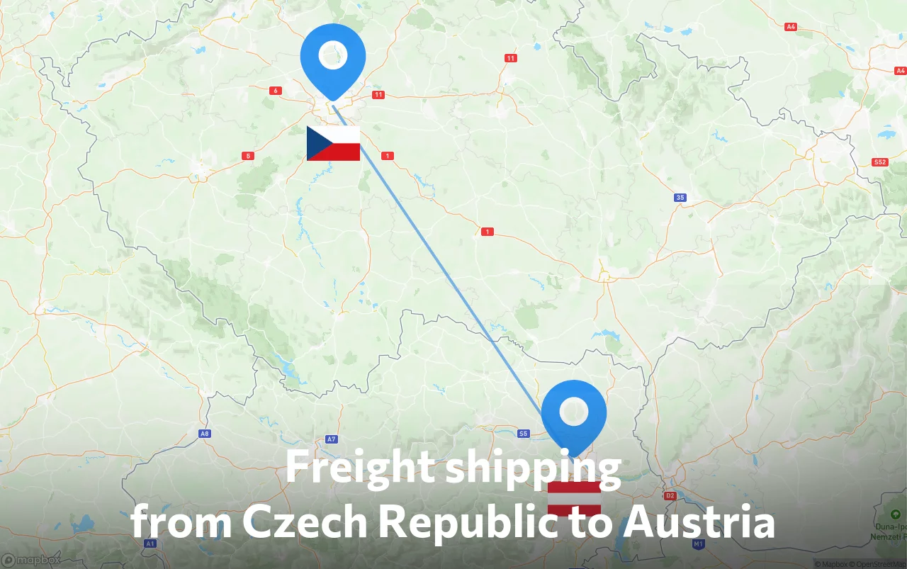 Shipping route from Czech Republic to Austria