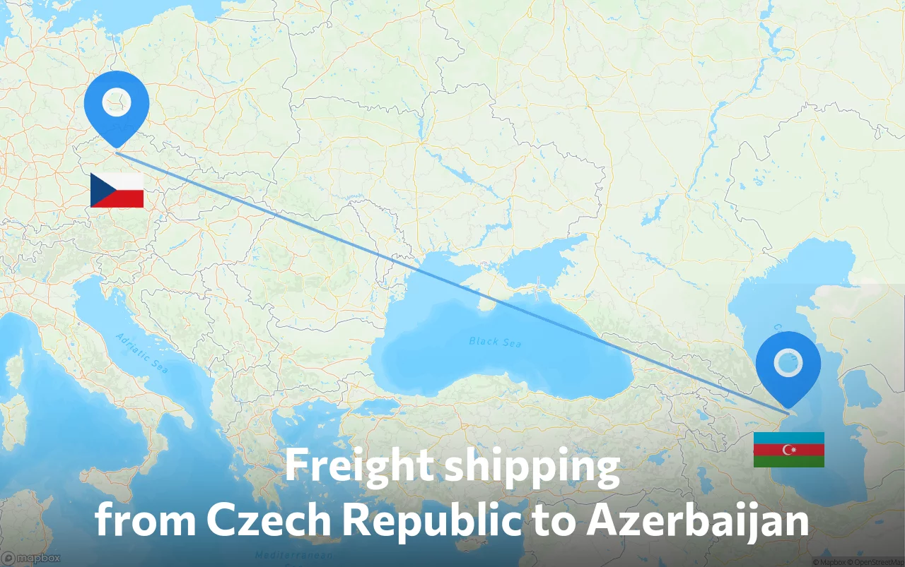 Shipping route from Czech Republic to Azerbaijan