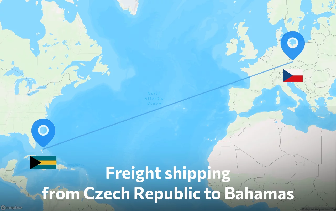 Shipping route from Czech Republic to Bahamas