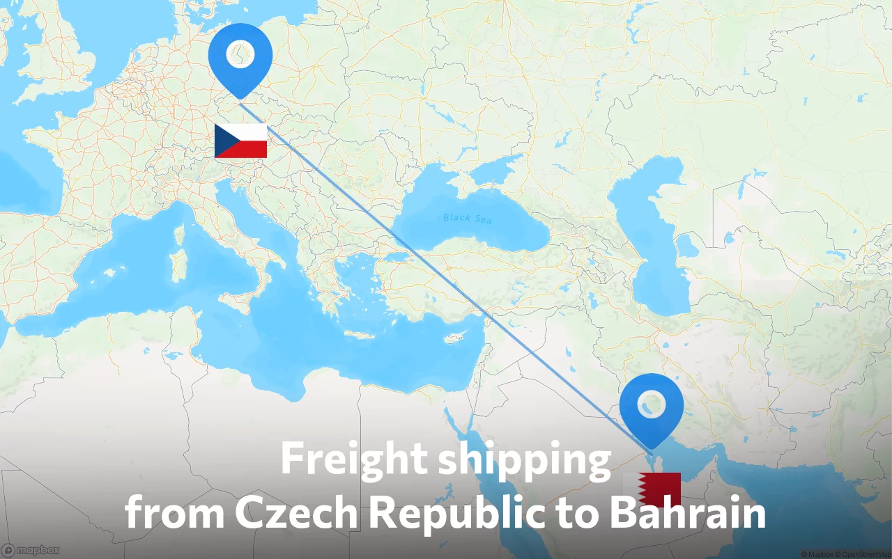 Shipping route from Czech Republic to Bahrain
