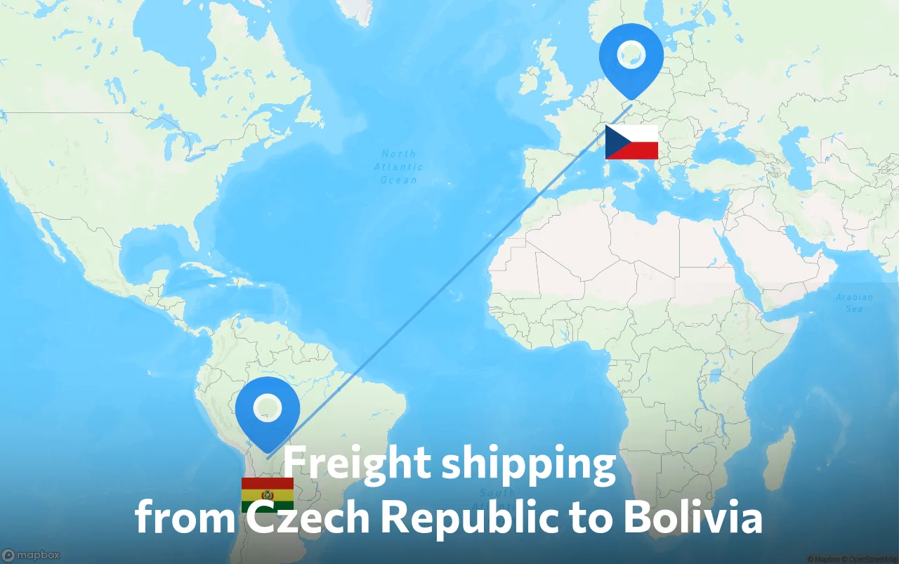 Shipping route from Czech Republic to Bolivia