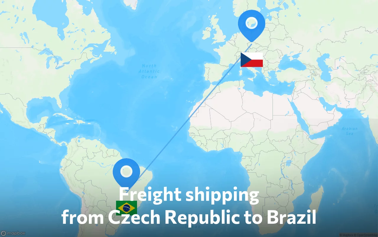 Shipping route from Czech Republic to Brazil