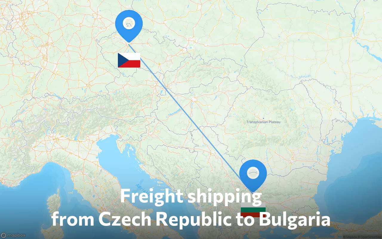 Shipping route from Czech Republic to Bulgaria