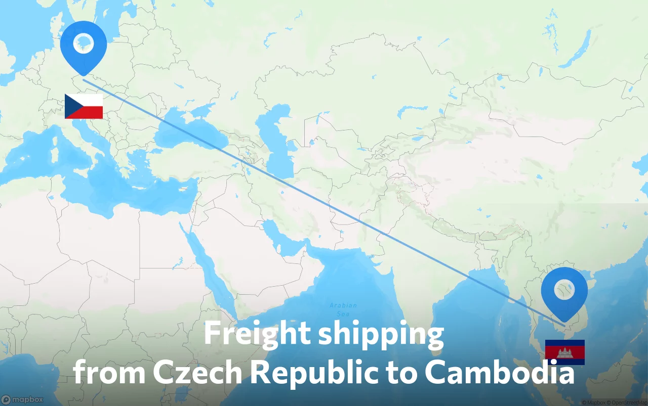 Shipping route from Czech Republic to Cambodia