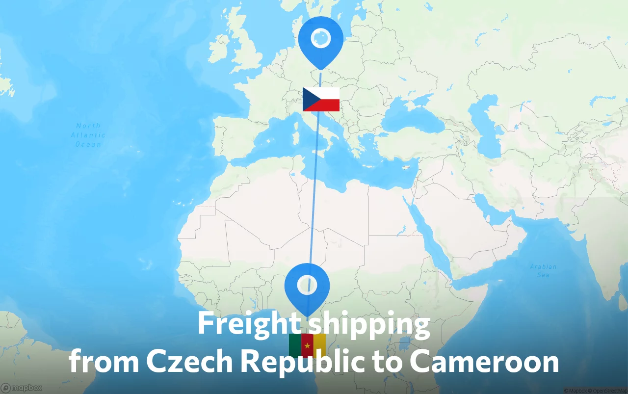 Shipping route from Czech Republic to Cameroon