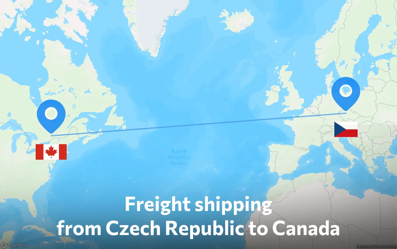 Shipping route from Czech Republic to Canada