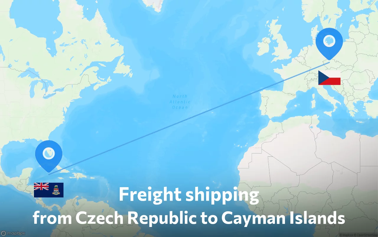 Shipping route from Czech Republic to Cayman Islands