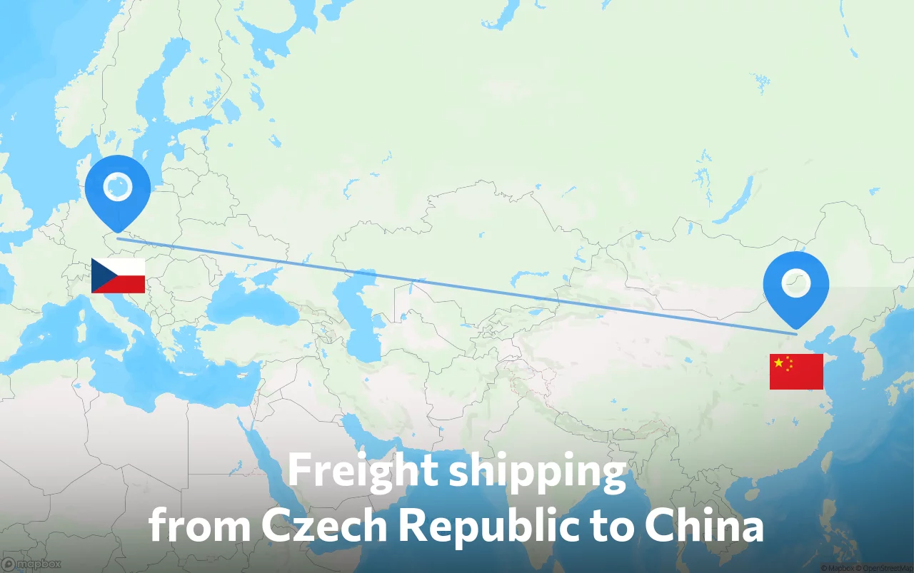 Shipping route from Czech Republic to China