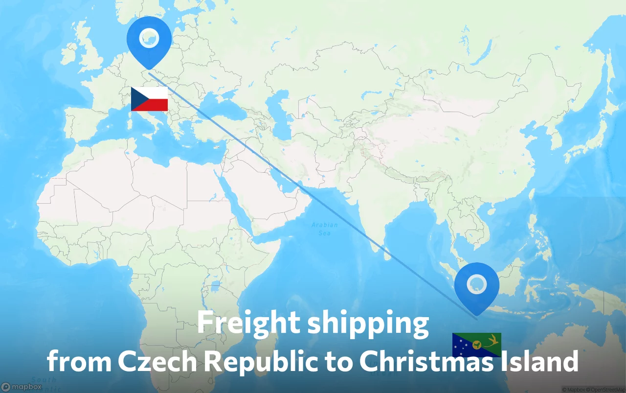 Shipping route from Czech Republic to Christmas Island