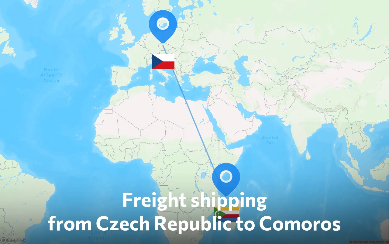 Shipping route from Czech Republic to Comoros