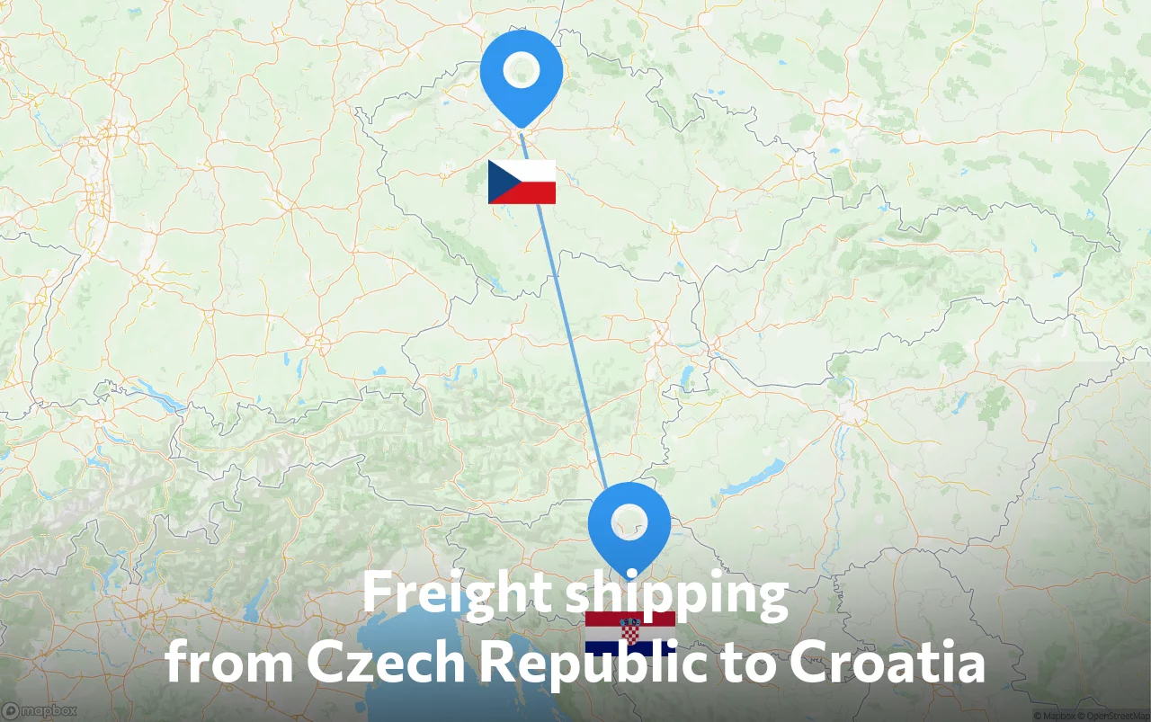 Shipping route from Czech Republic to Croatia