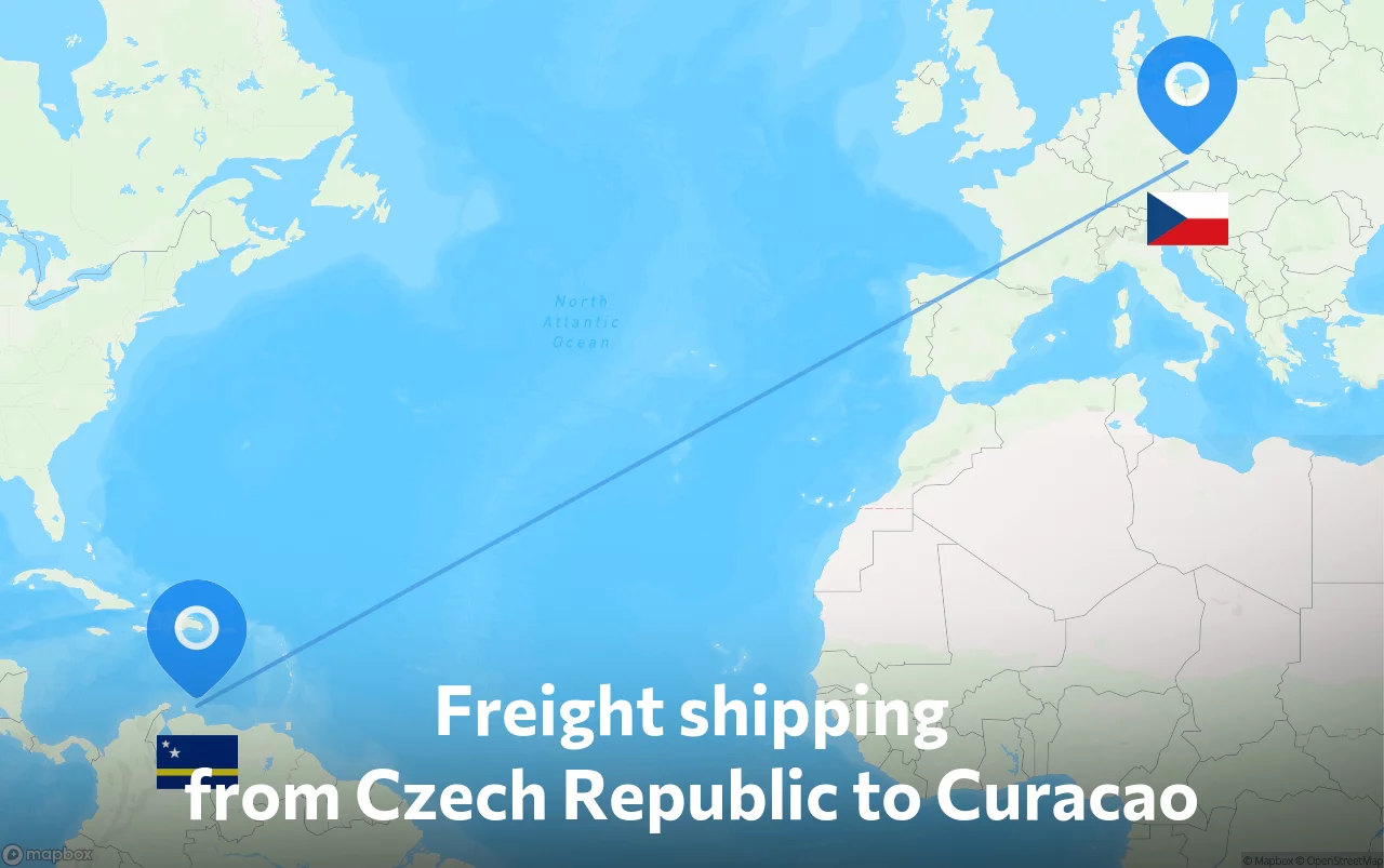 Shipping route from Czech Republic to Curacao