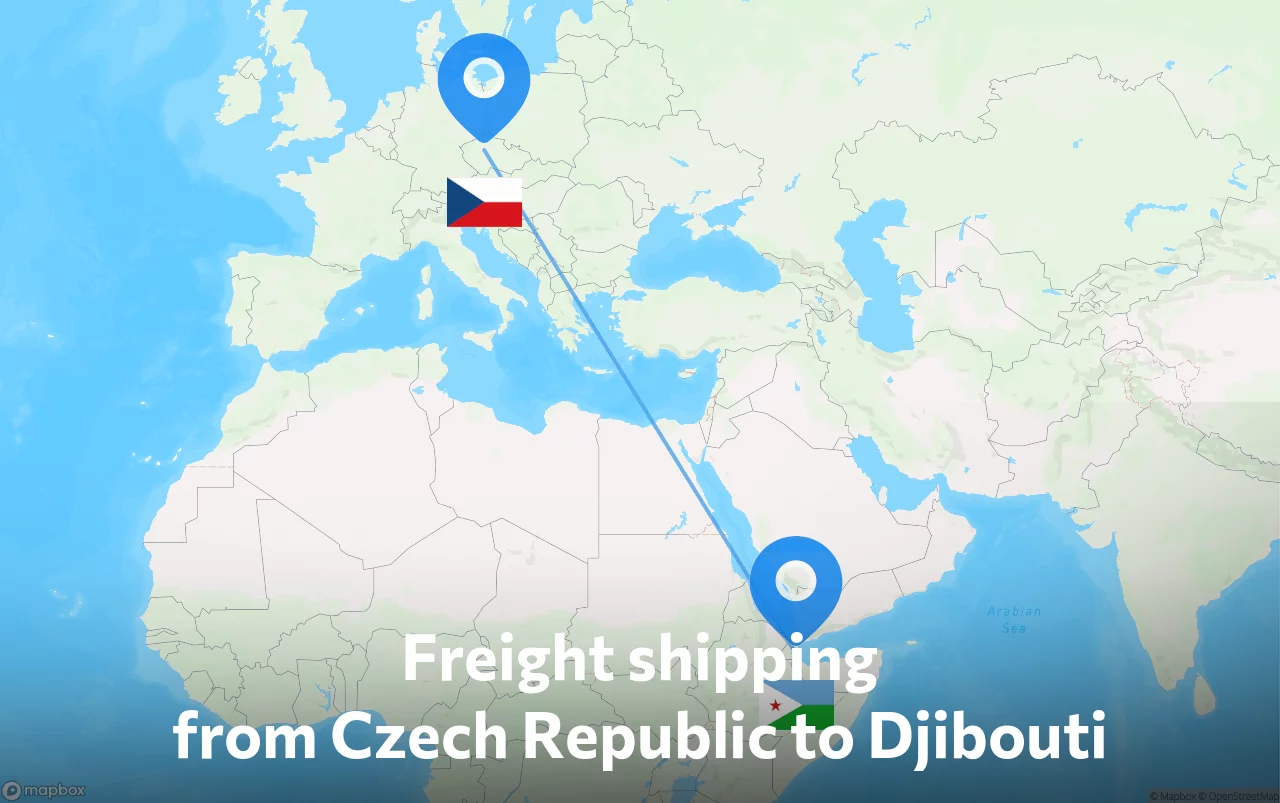 Shipping route from Czech Republic to Djibouti