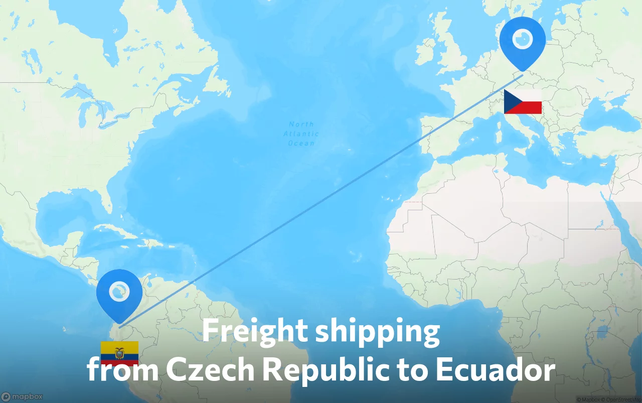 Shipping route from Czech Republic to Ecuador