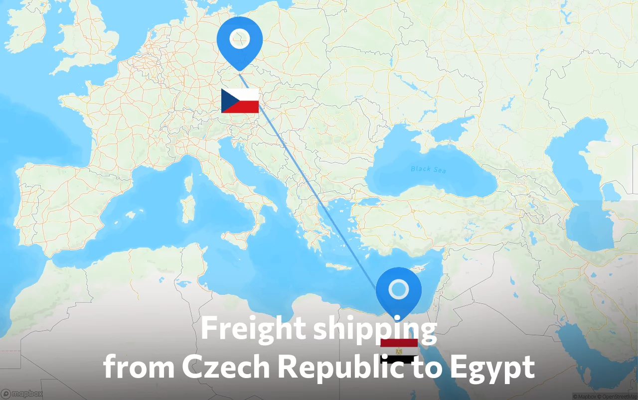 Shipping route from Czech Republic to Egypt