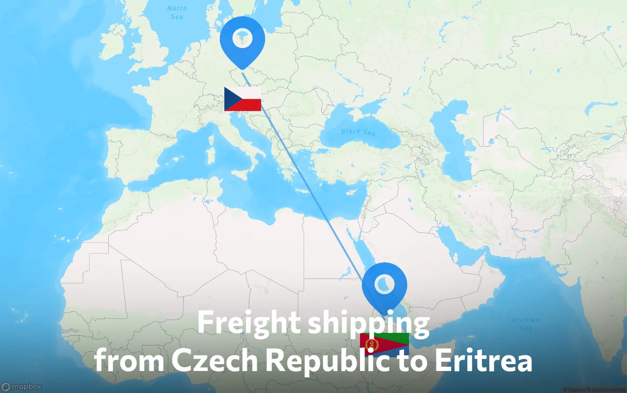 Shipping route from Czech Republic to Eritrea