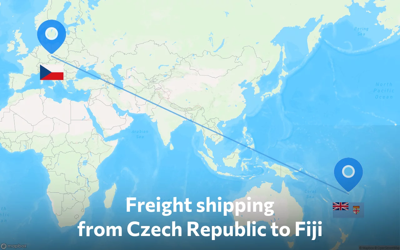 Shipping route from Czech Republic to Fiji