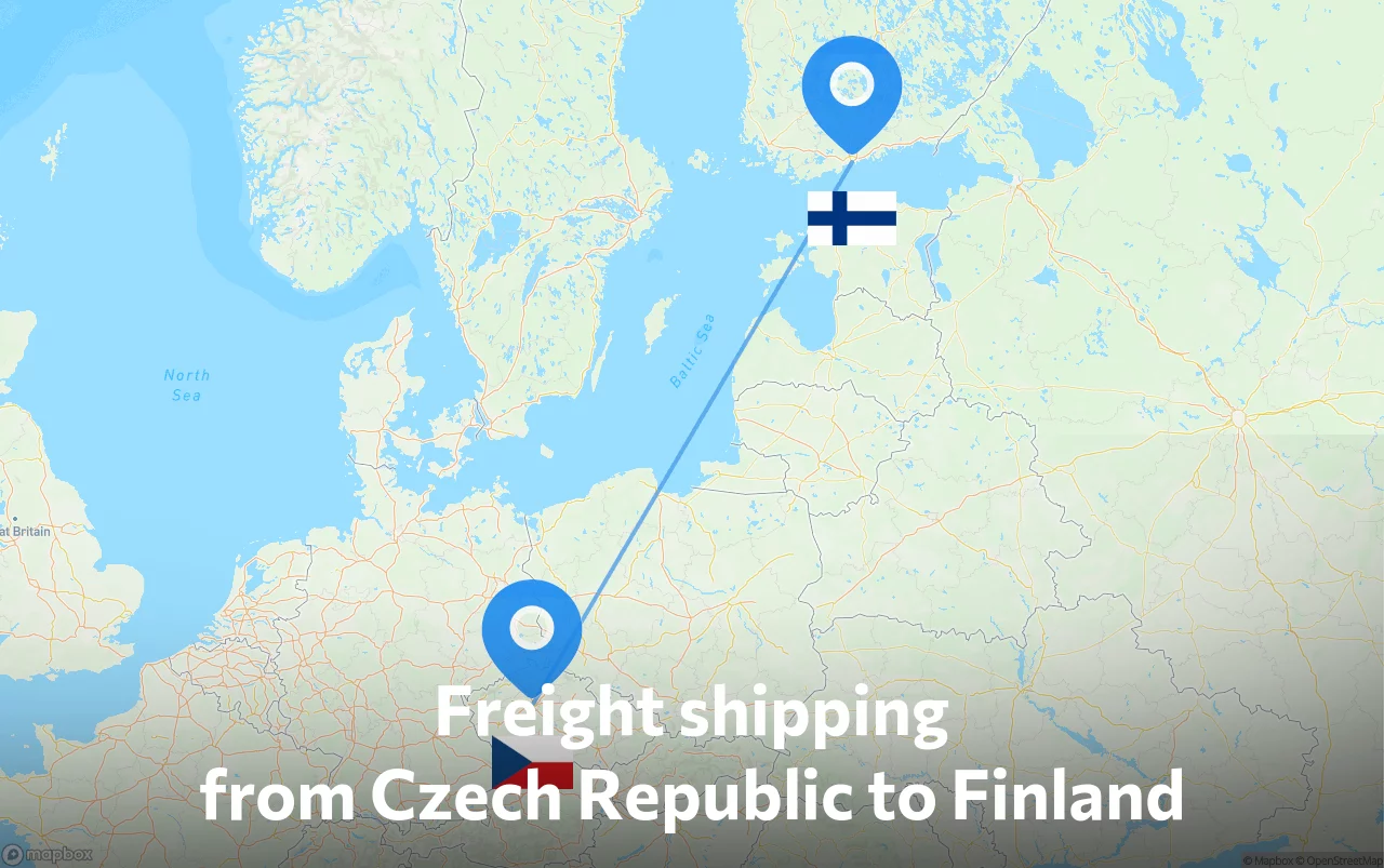 Shipping route from Czech Republic to Finland