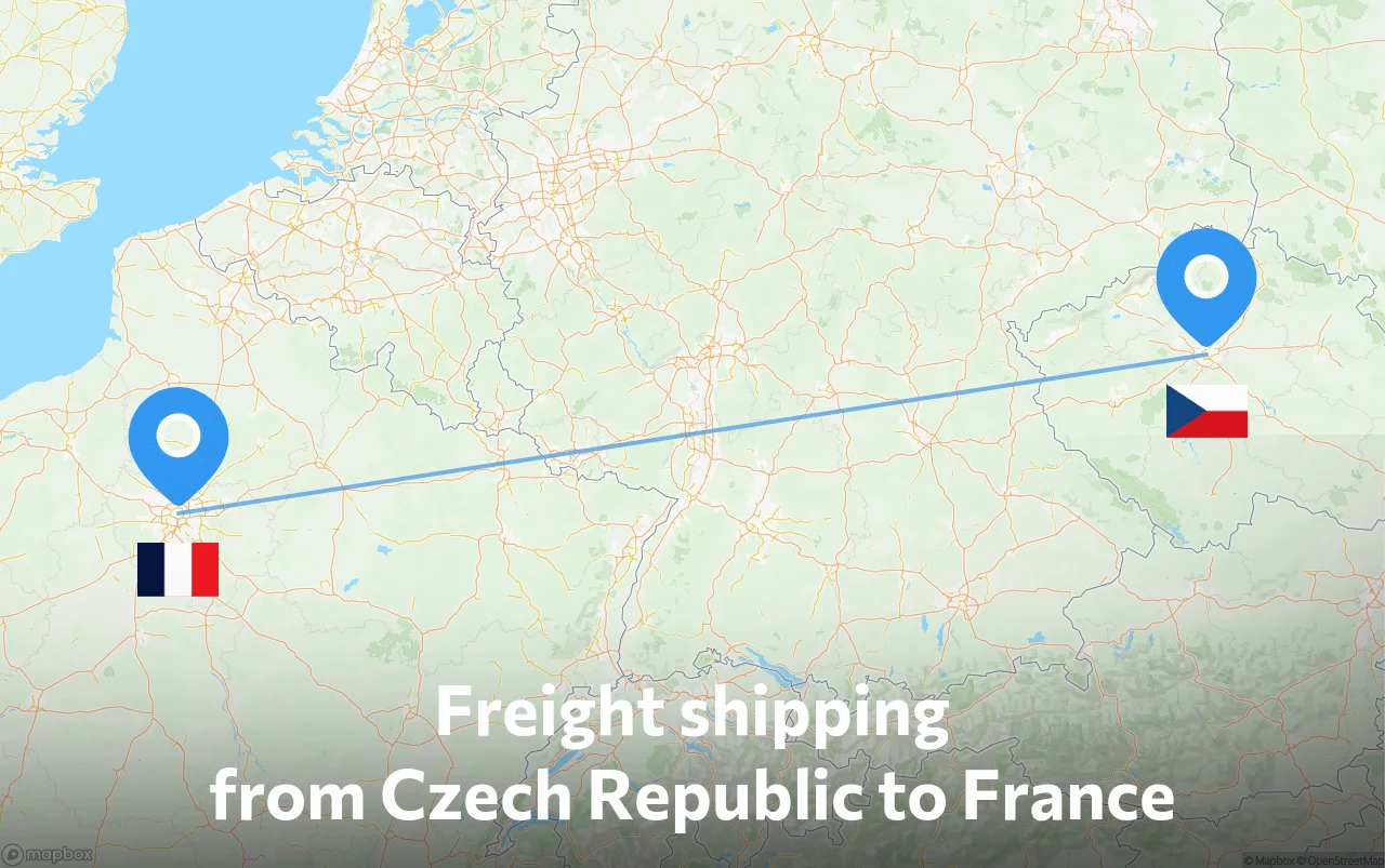 Shipping route from Czech Republic to France