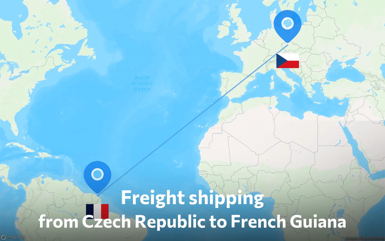 Shipping route from Czech Republic to French Guiana