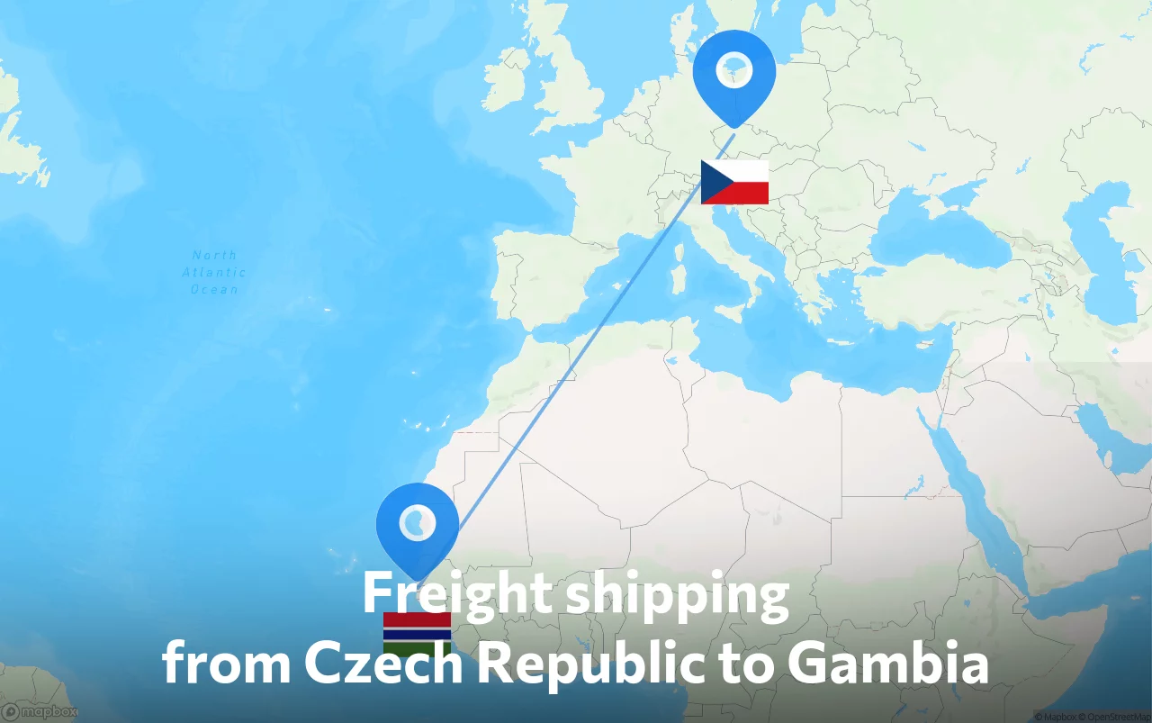 Shipping route from Czech Republic to Gambia