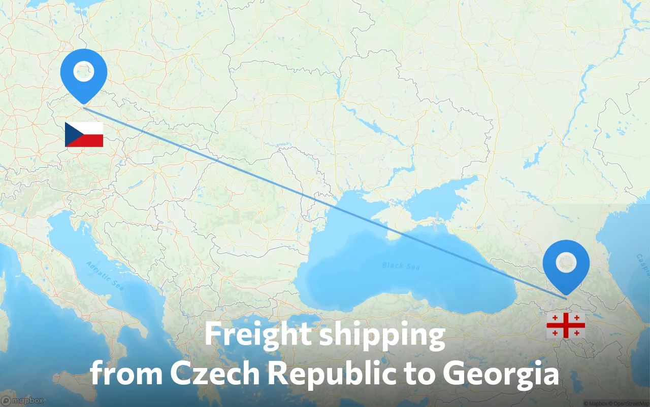 Shipping route from Czech Republic to Georgia