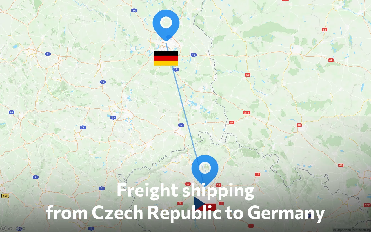 Shipping route from Czech Republic to Germany