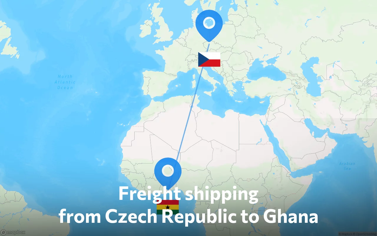 Shipping route from Czech Republic to Ghana