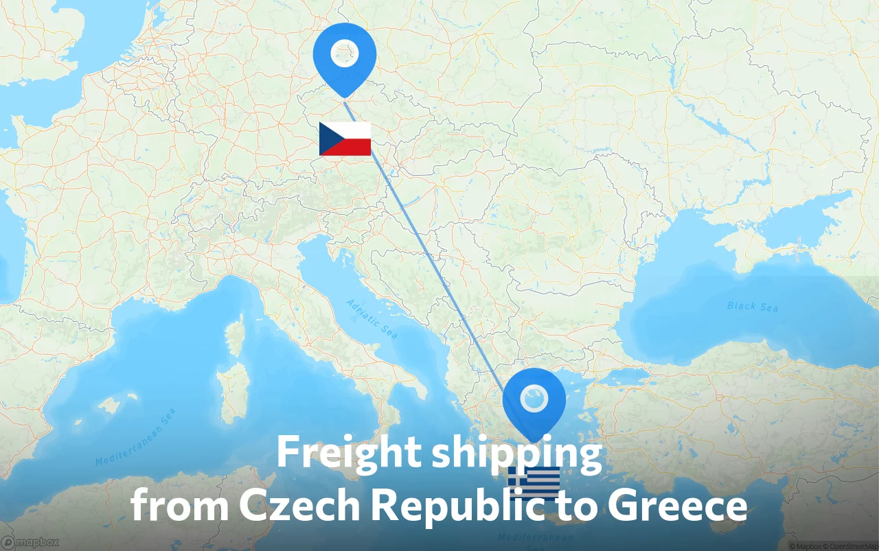 Shipping route from Czech Republic to Greece