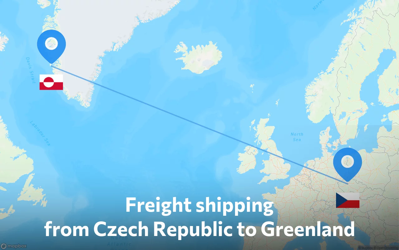 Shipping route from Czech Republic to Greenland