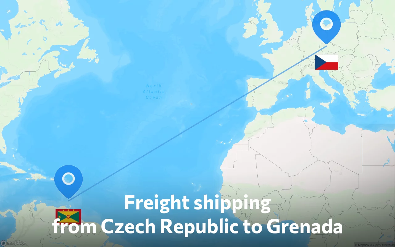 Shipping route from Czech Republic to Grenada