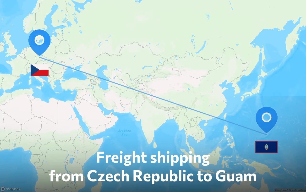 Shipping route from Czech Republic to Guam
