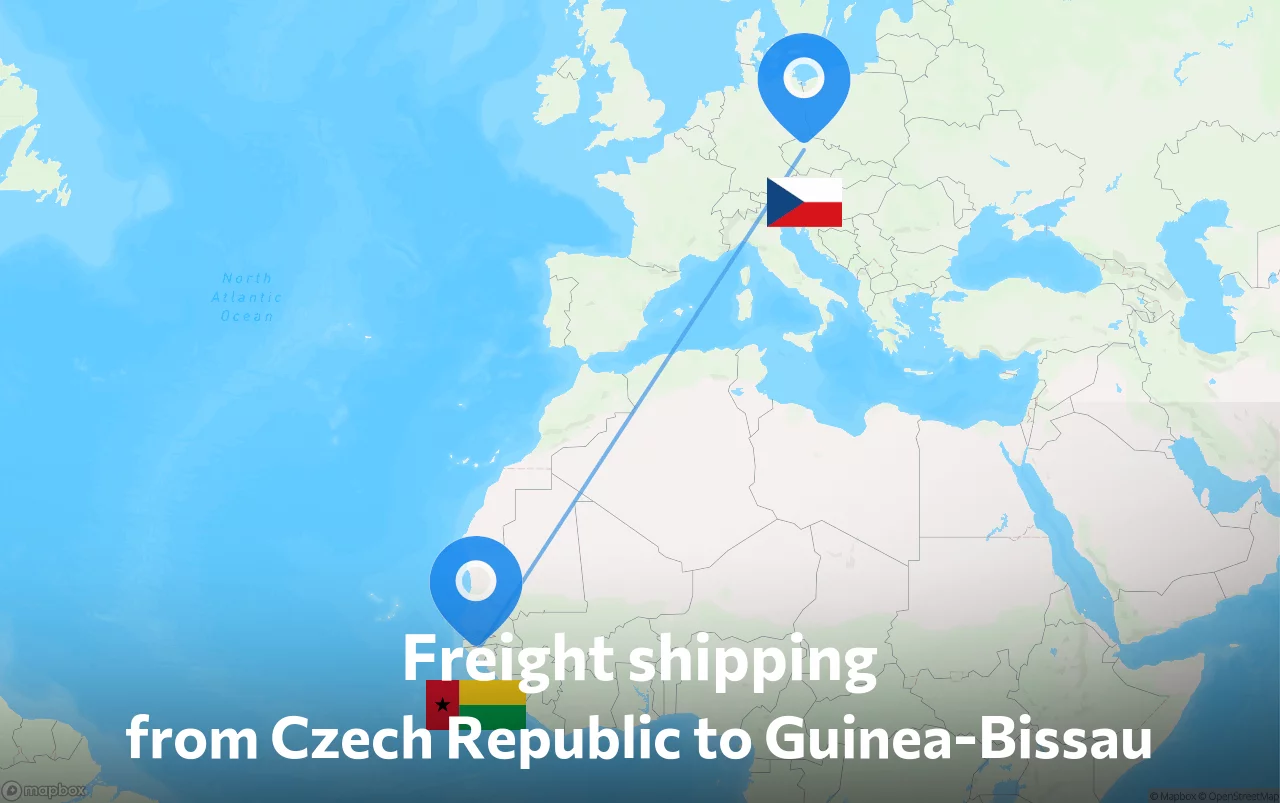 Shipping route from Czech Republic to Guinea-Bissau