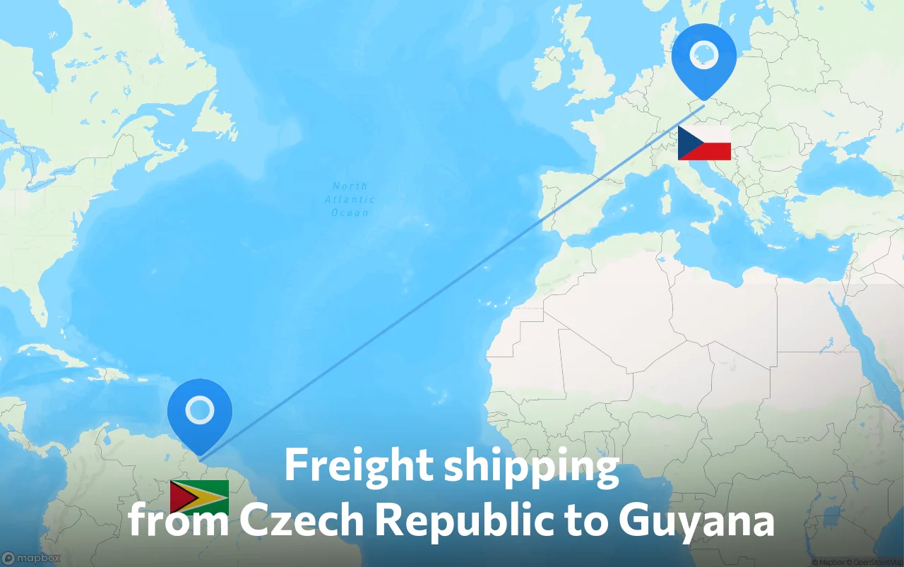 Shipping route from Czech Republic to Guyana