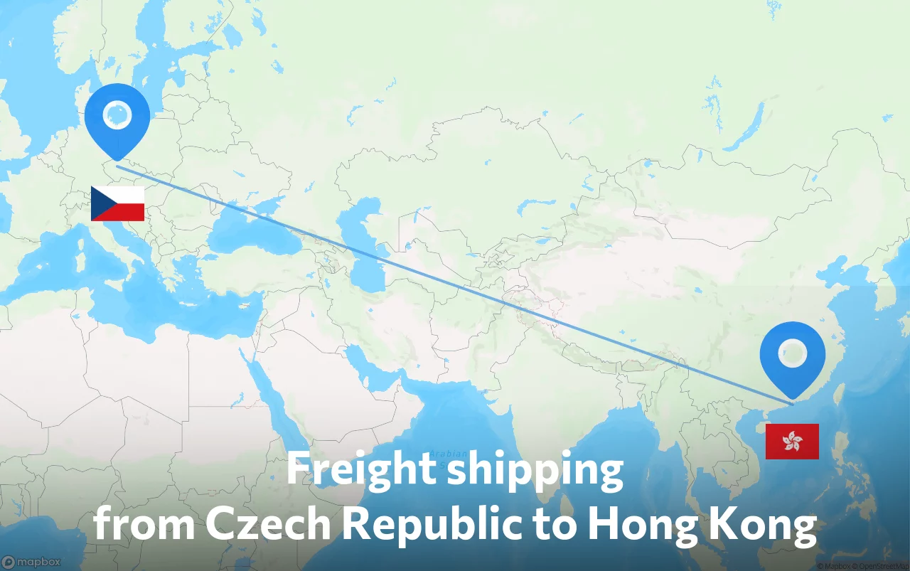 Shipping route from Czech Republic to Hong Kong