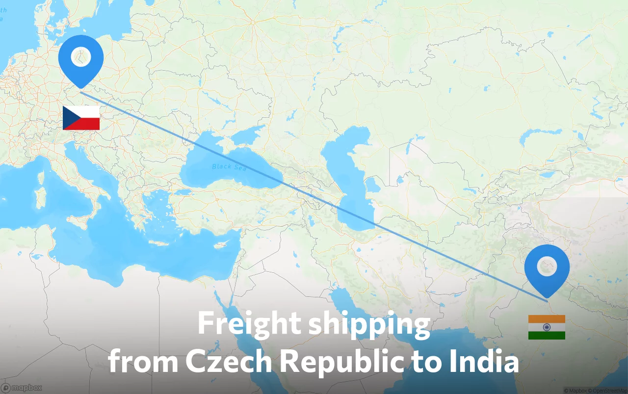 Shipping route from Czech Republic to India