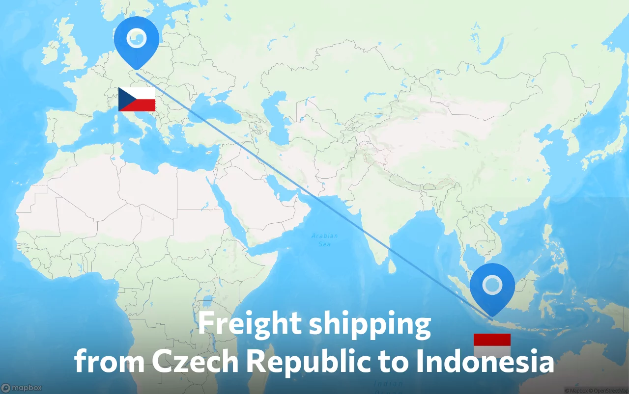 Shipping route from Czech Republic to Indonesia