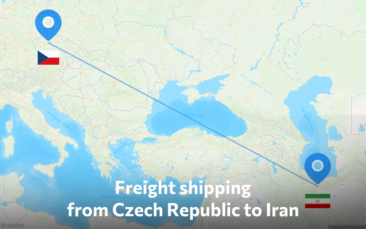 Shipping route from Czech Republic to Iran