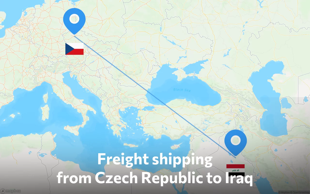 Shipping route from Czech Republic to Iraq