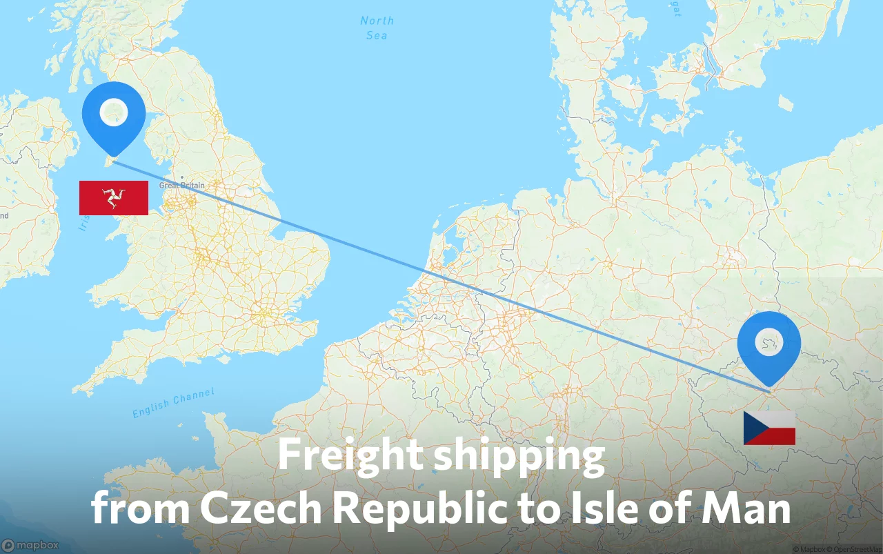 Shipping route from Czech Republic to Isle of Man
