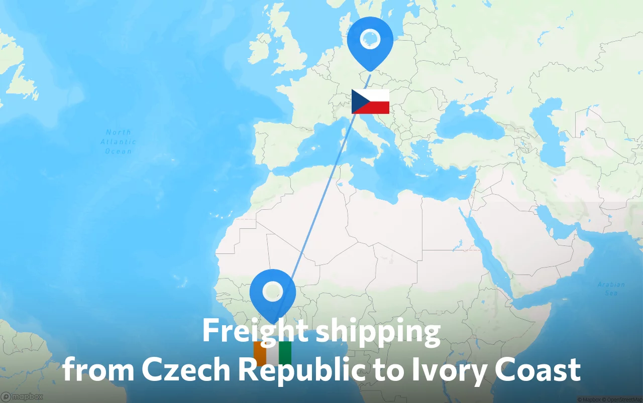 Shipping route from Czech Republic to Ivory Coast