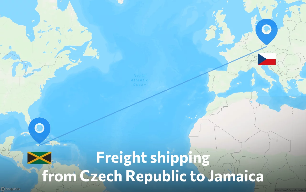 Shipping route from Czech Republic to Jamaica