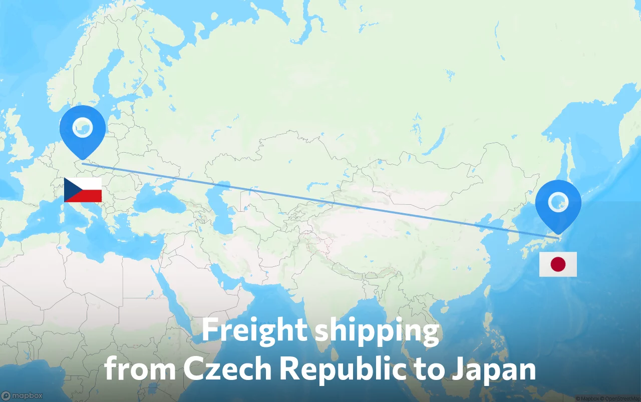 Shipping route from Czech Republic to Japan