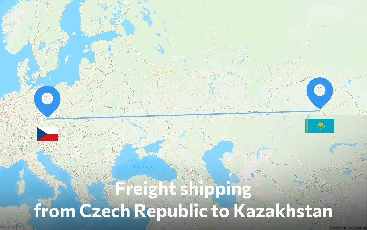 Shipping route from Czech Republic to Kazakhstan