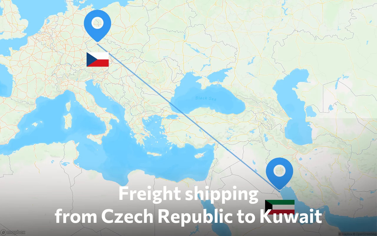 Shipping route from Czech Republic to Kuwait